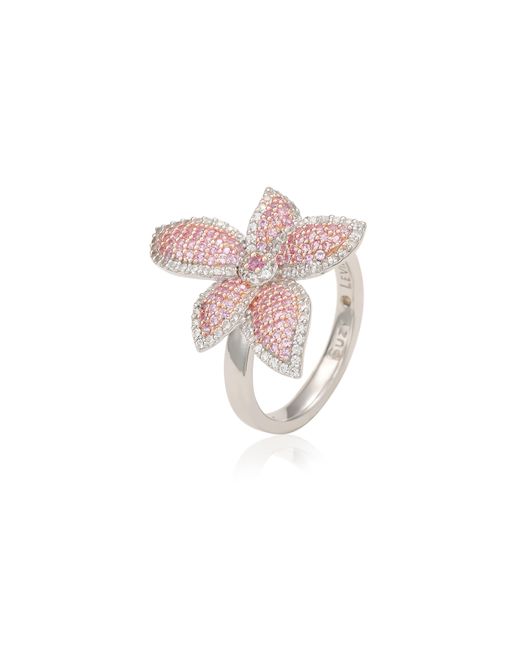 Suzy Levian Pink Sapphire & White Sapphire Flower Ring