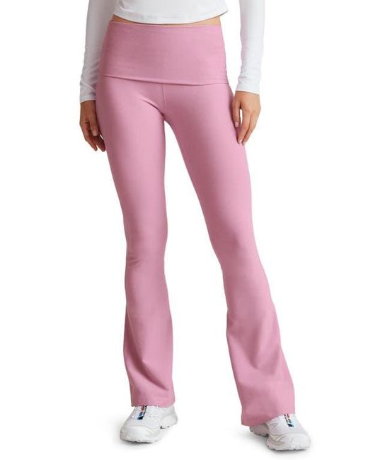 Beyond Yoga Pink Space Dye Foldover Pants