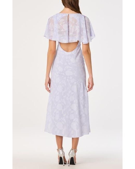 Astr Floral Flutter Sleeve Cutout Back Midi Dress in White | Lyst
