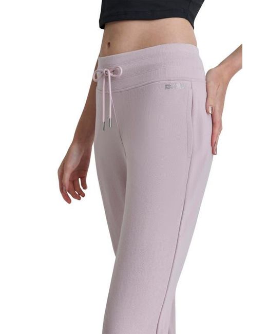 DKNY Purple Rhinestone Logo Cuffed Fleece Joggers