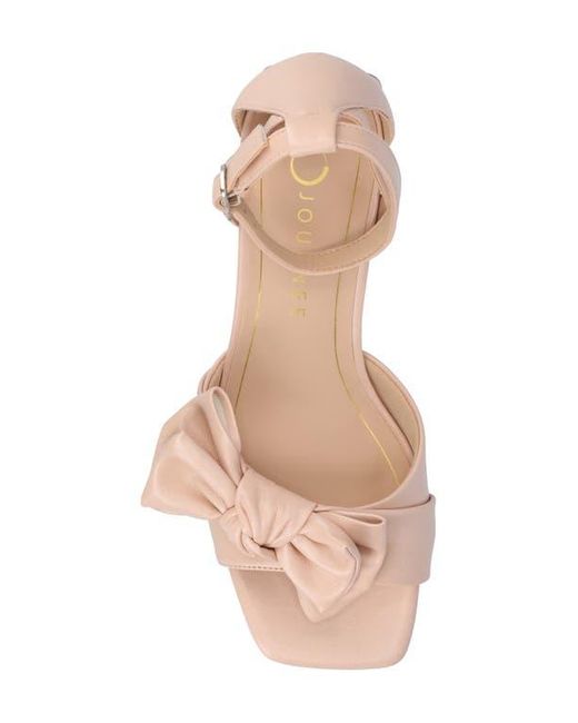 Journee Collection Natural Zevi Bow Block Heel Sandal
