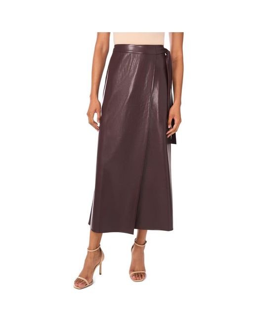 Halogen® Brown Faux Leather Side Tie Skirt