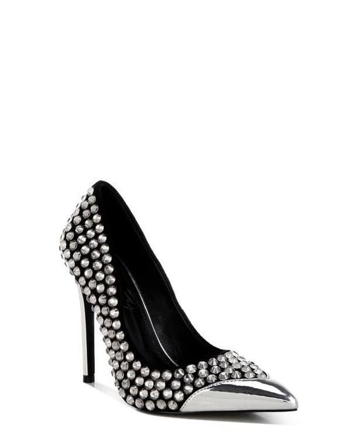 LONDON RAG Black Super Fan Diamante Embellished Pump