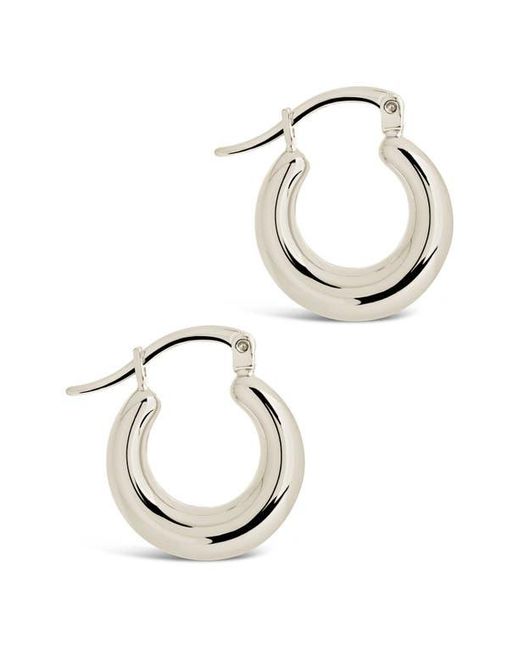 Sterling Forever White Rhodium Plated Tube Hoop Earrings