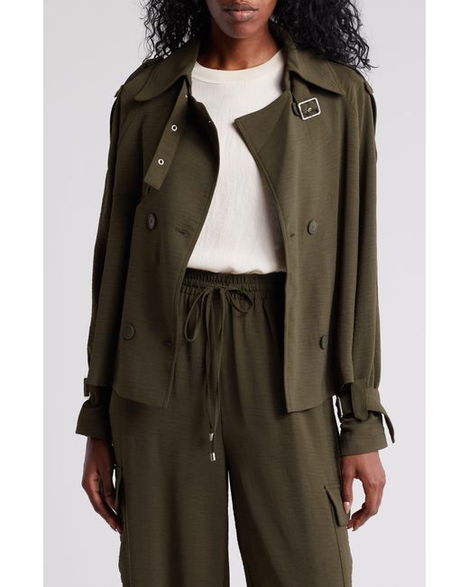 Adrianna Papell Brown Crop Trench Coat