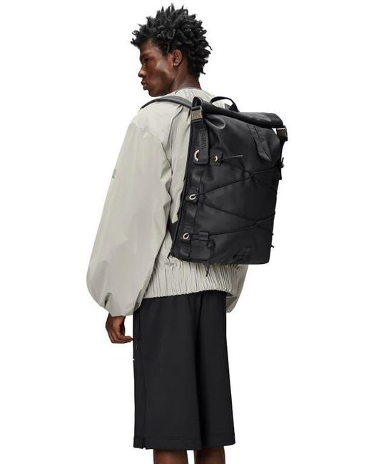 Rains Black Trail Cord Rolltop Backpack