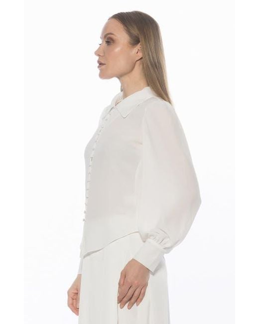 Alexia Admor White Rah Covered Button-Down Top