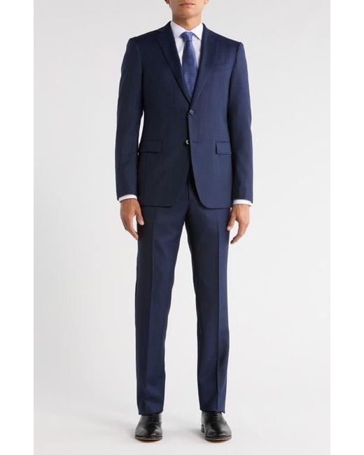 John Varvatos Blue Solid Wool Suit for men