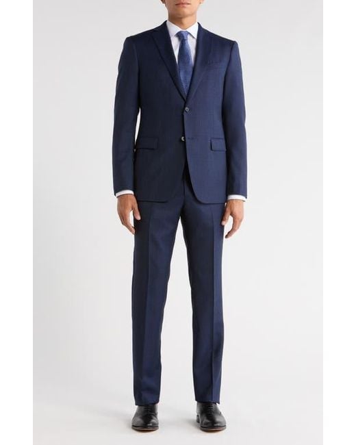 John Varvatos Blue Solid Wool Suit for men