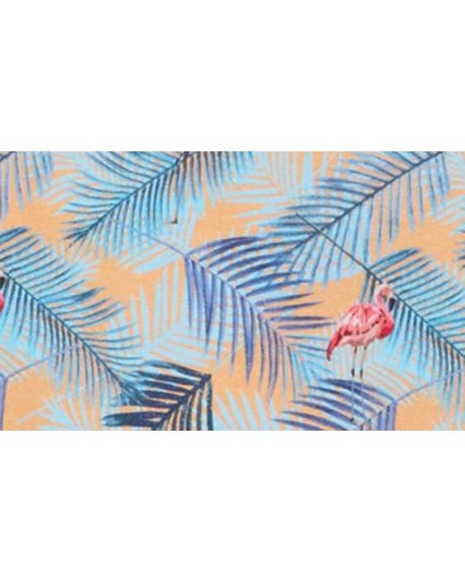 Bugatchi Blue Flamingo Palm Short Sleeve Button-up Camp Shirt for men