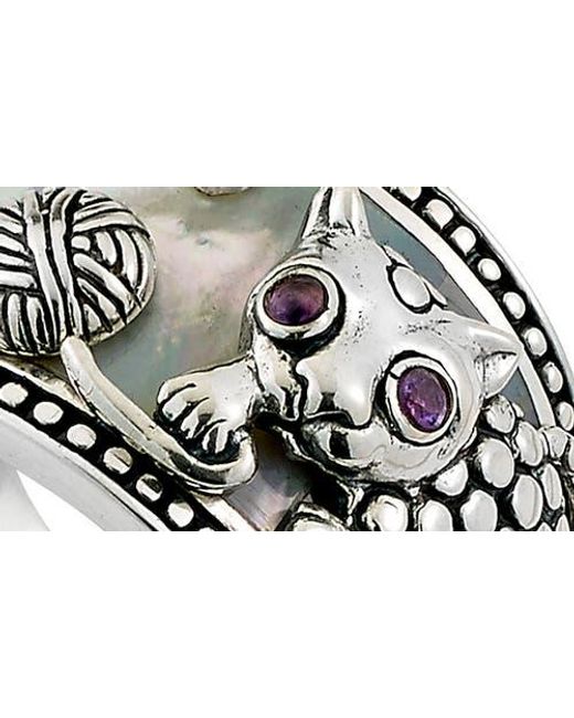 Samuel B. Metallic Mother-Of-Pearl Animal Overlay Ring
