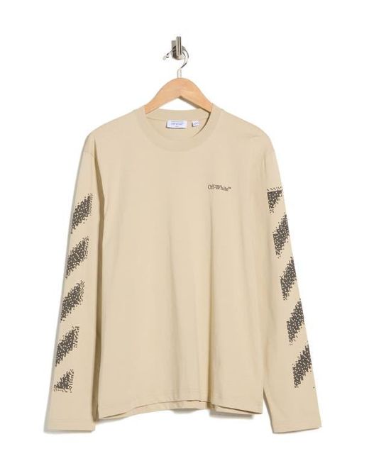 Off-White c/o Virgil Abloh Natural Pixel Diagonal Skate Long Sleeve T-Shirt for men