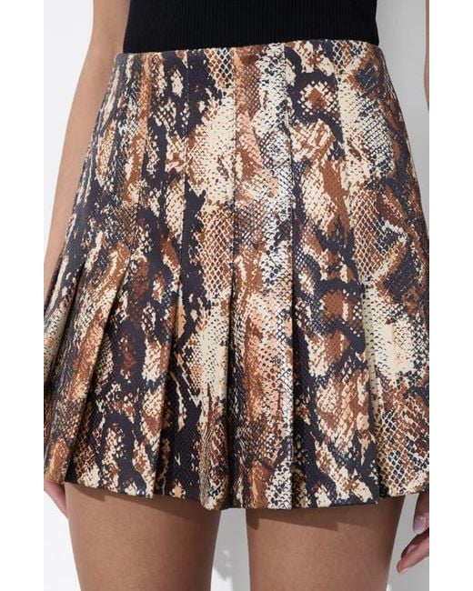 Alice + Olivia Multicolor Carter Snake Print Pleated Faux Leather Miniskirt