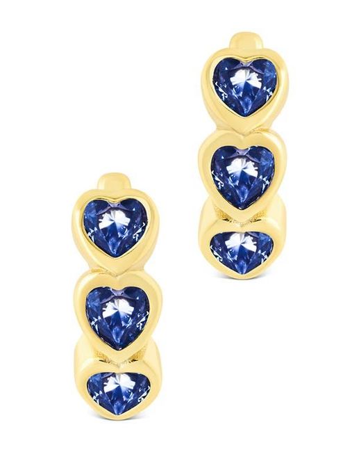 Sterling Forever Orange Isobel Cubic Zirconia Heart Micro Huggie Hoop Earrings
