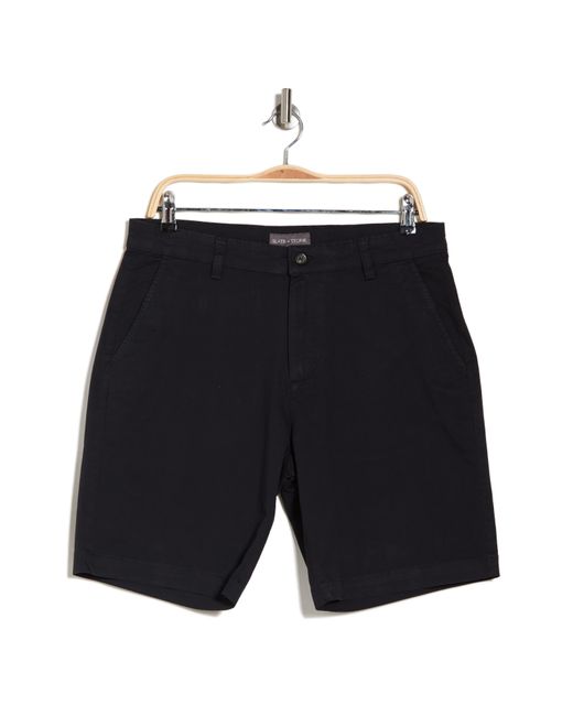 Slate & Stone Black Stretch Cotton Twill Shorts for men