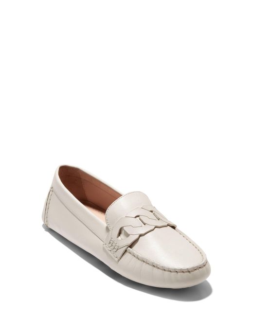 Cole Haan White Evelyn Chain Driver Loafer