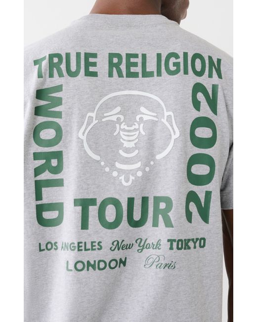 True Religion Gray Tr World Tour 2002 Graphic T-shirt for men