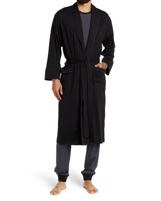 Daniel Buchler Black Belted Piped Trim Robe for men