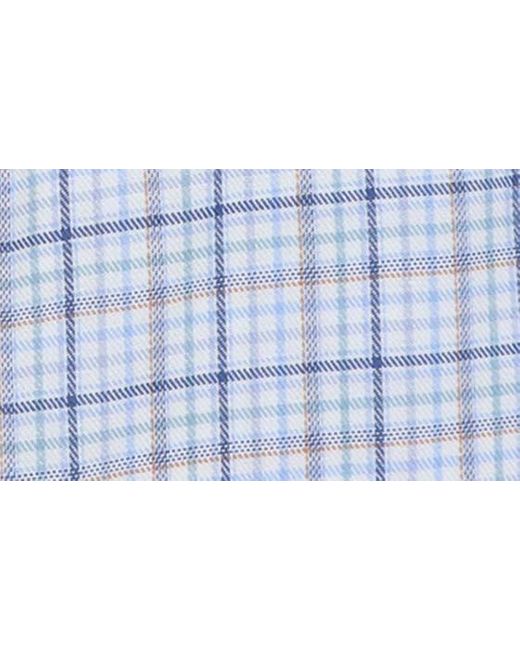 Lorenzo Uomo Blue Trim Fit Textured Plaid Check Dress Shirt for men