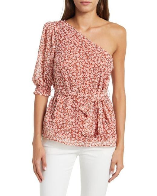Gibsonlook Red One Shoulder Blouse