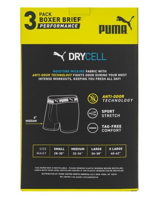 PUMA Black 3-Pack Flex Training Boxer Briefs for men