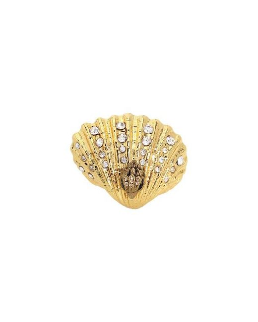 Kurt Geiger Metallic Pavé Crystal Eagle's Head Shell Cocktail Ring