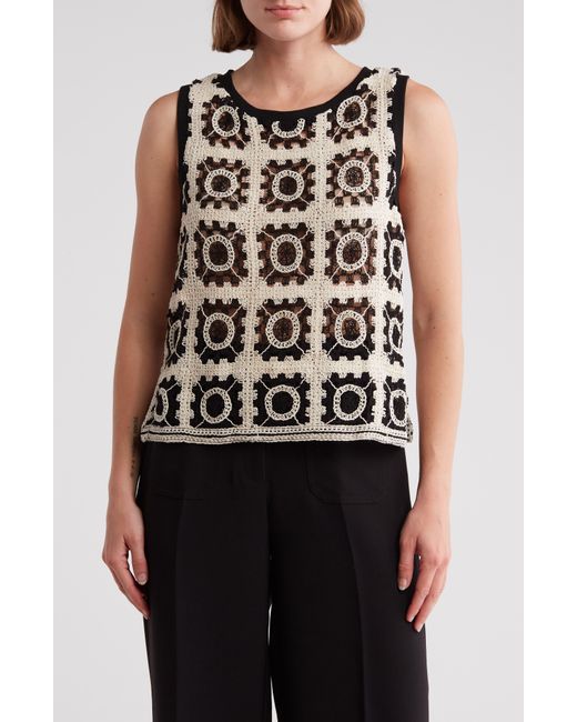 Adrianna Papell Multicolor Pattern Stitch Sweater Tank