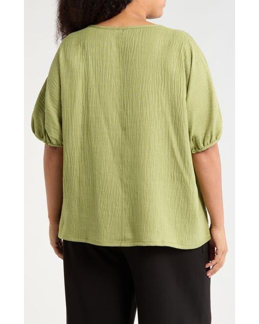 Max Studio Green Bubble Short Sleeve Top