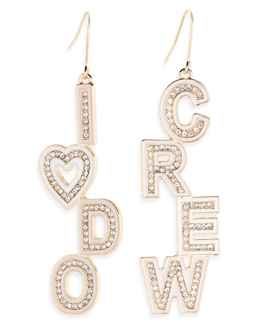 Leith White Mismatched 'i Do Crew' Linear Drop Earrings