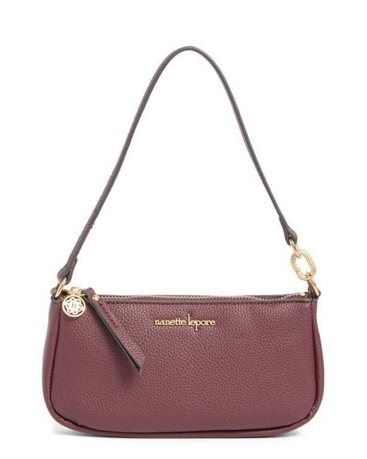 Nanette Lepore Purple Frannie Convertible Baguette Shoulder Bag