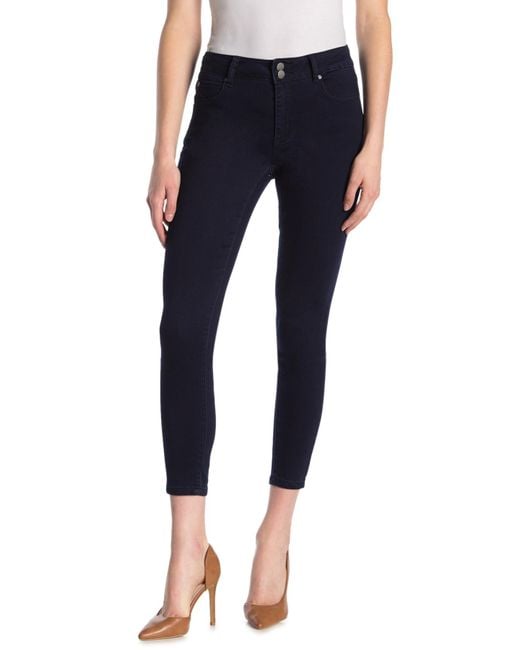 Tahari Blue Comfort Luxe Double Button Skinny Jeans