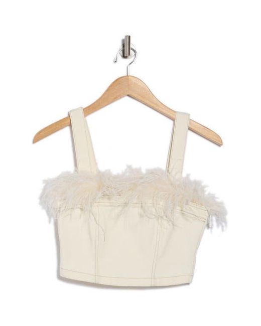 Jonathan Simkhai White Reeves Feather Trim Top