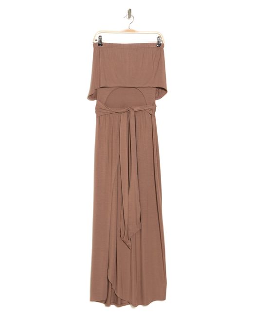 Go Couture Brown Front Cutout Maxi Dress