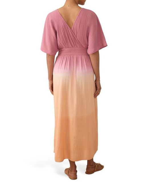Faherty Brand Pink Mila Ombré Organic Cotton Gauze Maxi Dress