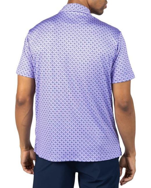 Tailorbyrd Blue Carts & Byrd Print Performance Polo for men