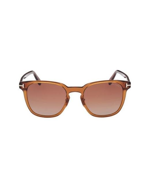 Tom Ford Brown 56Mm Gradient Round Sunglasses