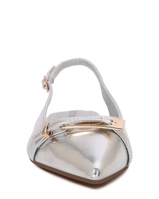 BERNESS White Chantal Pointed Toe Slingback Flat