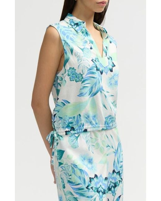 NVLT Blue Sleeveless Drawstring Hem Top