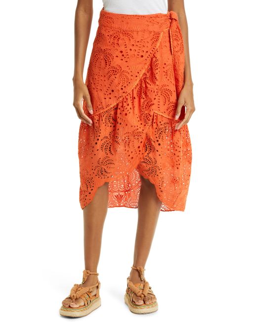 Orange eyelet shop skirt