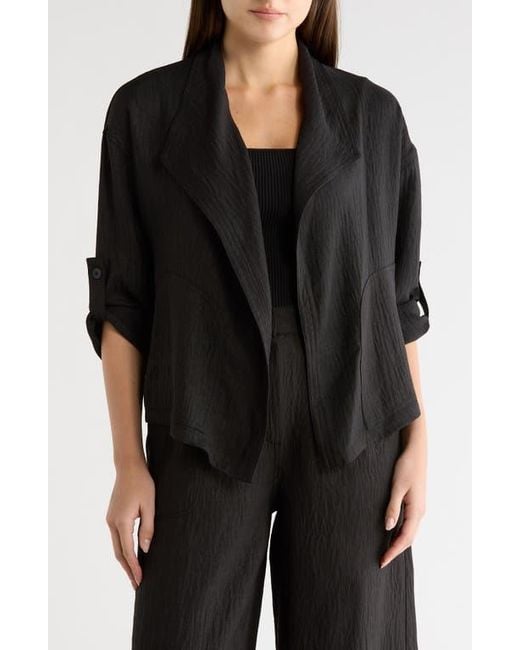 Max Studio Black Textured Drape Jacket