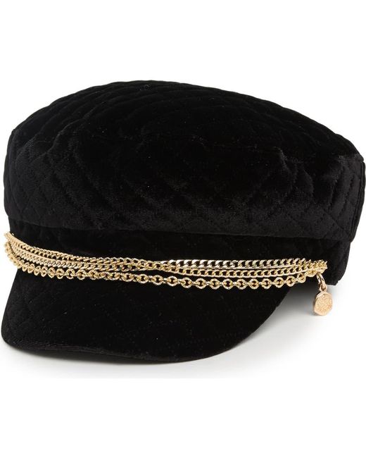 Vince Camuto Black Quilted Velvet Conductor Hat for men