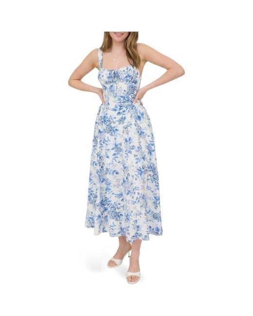 Blu Pepper Blue Floral Bustier Midi Dress