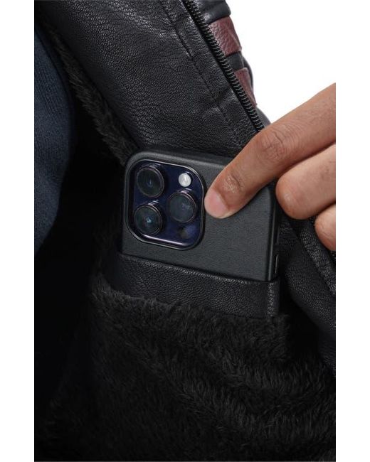 Xray Jeans Black Faux Fur Lined Grainy Faux Leather Racing Jacket for men