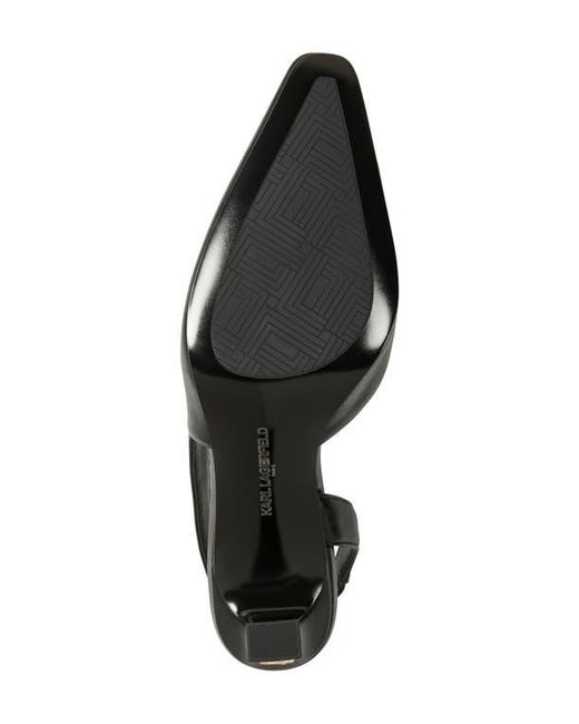 Karl Lagerfeld Black Sheenz Pointed Toe Slingback Pump