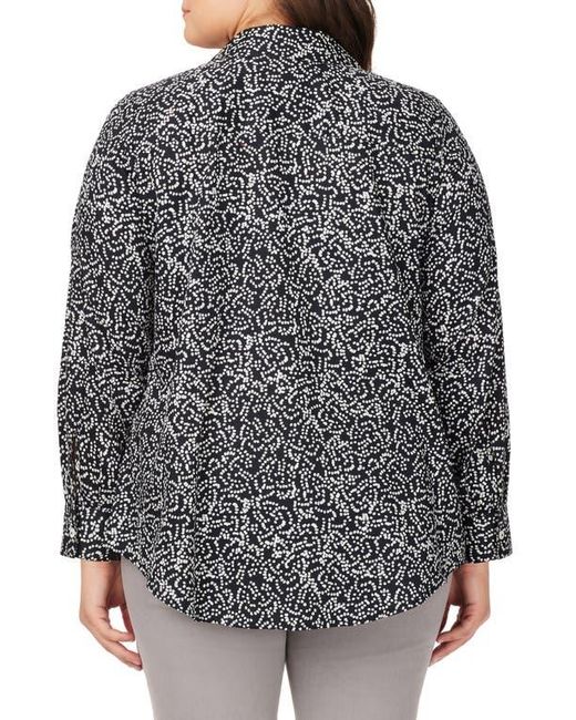 Foxcroft Gray Faith Dot Print Cotton Button-Up Tunic Shirt