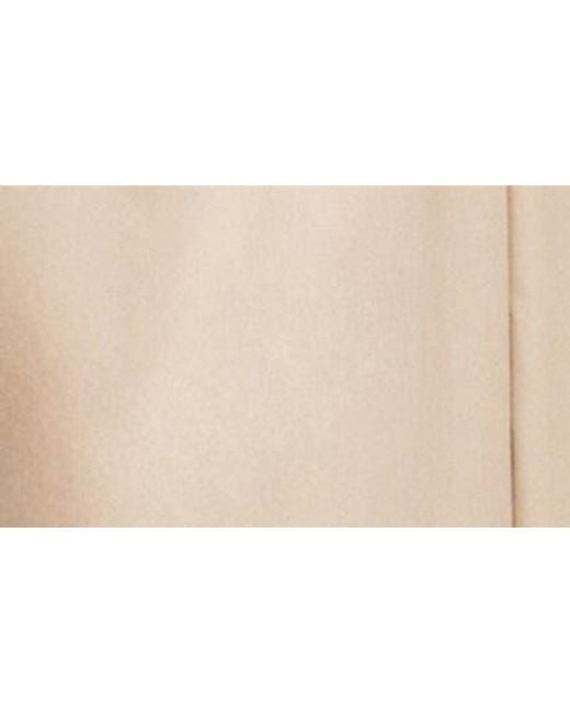 mango strapless pleat front dress Premium Linen Structured Pleated Bandeau Tailored Midi Pencil Dress