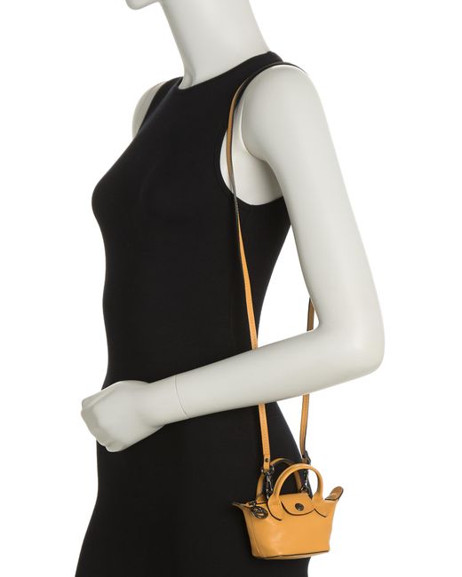 Longchamp Le Pliage Cuir Nano Crossbody Bag in Natural Lyst