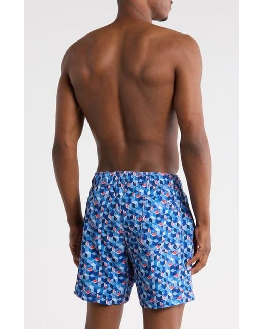 Beach Bros Blue Triangular Escape Swim Trunks for men