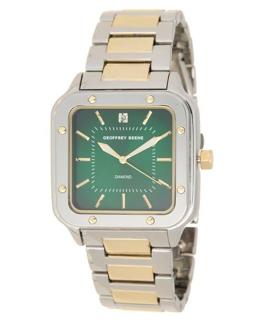 Geoffrey Beene Diamond Two-Tone Bracelet Watch, 41Mm in Green for Men