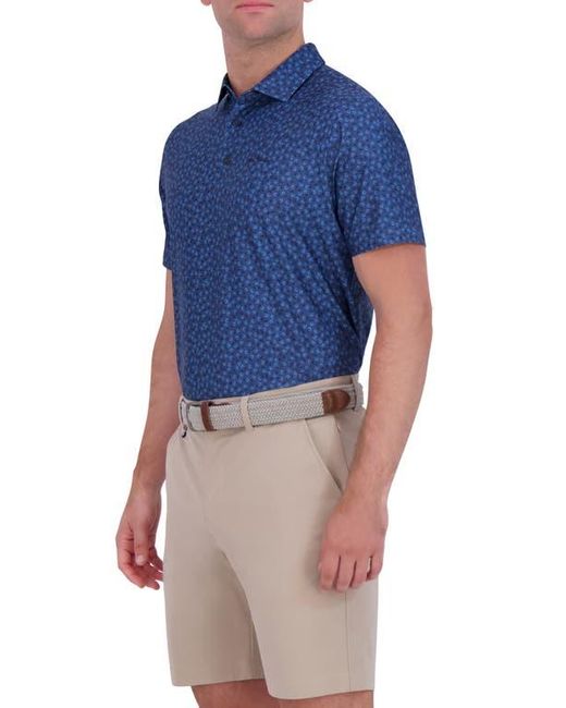 Ben Sherman Blue Shadow Geo Print Stretch Tech Polo for men